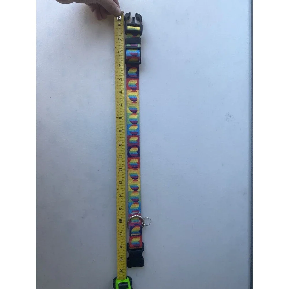 Rainbow Heart Dog Collar Adjustable Quick Release Buckle Nylon Small Medium